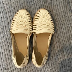 Nisolo Cream Woven Leather Slip-On Flats
